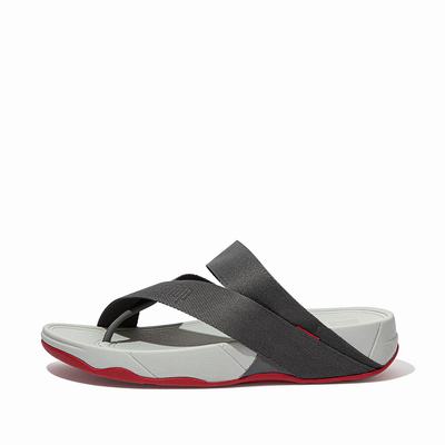 Fitflop Men's SLING Woven-Logo Toe-Post Sandals - Grey, PN3258410